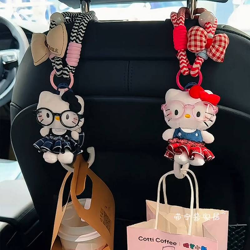 New Glasses Hello Kitty Car Hook Creative Doll Car Interior Decorations Cartoon Cute Car Chair Back 