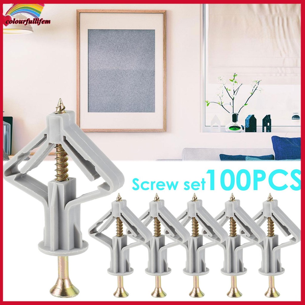 100 ชิ้น Drywall Anchor ชุดโลหะขยาย Plasterboard Anchor Unbreakable Drywall Fastener สําหรับ Home SH