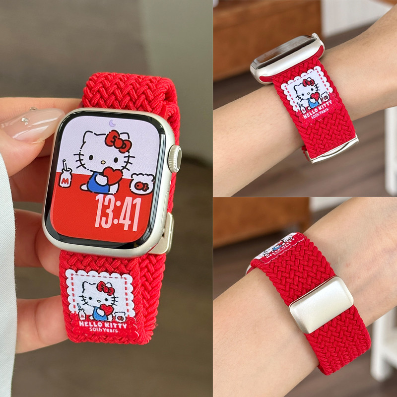 สายนาฬิกาไนล่อนแม่เหล็ก ลายการ์ตูน สำหรับ Apple Watch Series 11/10/9/8/7/6/SE/5/4/3 Ultra 1/2/3ขนาด 40/41/42/44/45/46/49 มม.