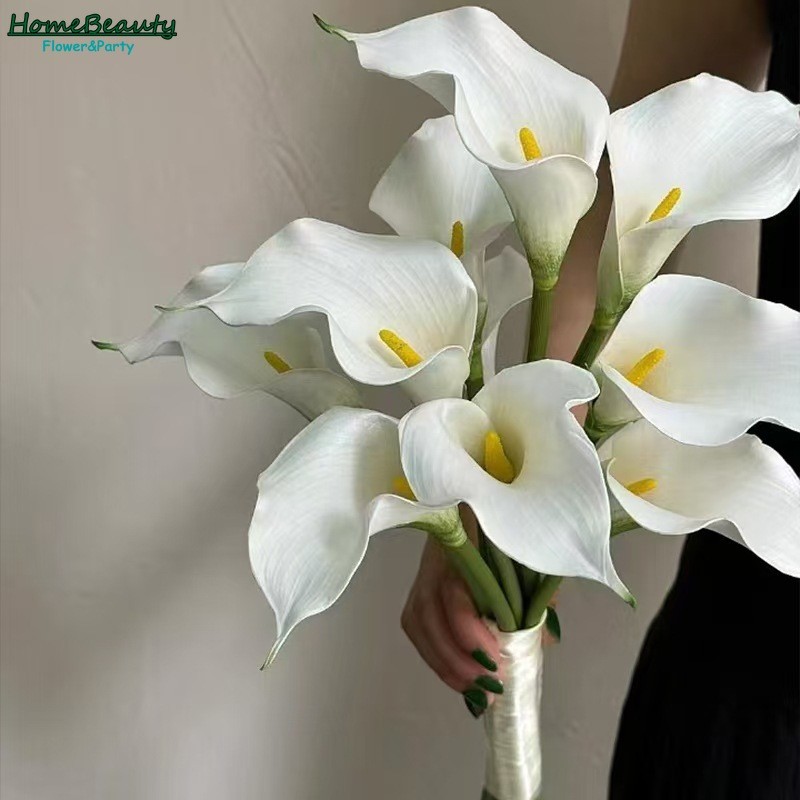 คุณภาพสูง EVA ประดิษฐ์ Touch Calla Lily Boquet ดอกไม้สําหรับงานแต่งงานเจ้าสาวงานแต่งงานดอกไม้ตกแต่งดอกไม้ปลอม