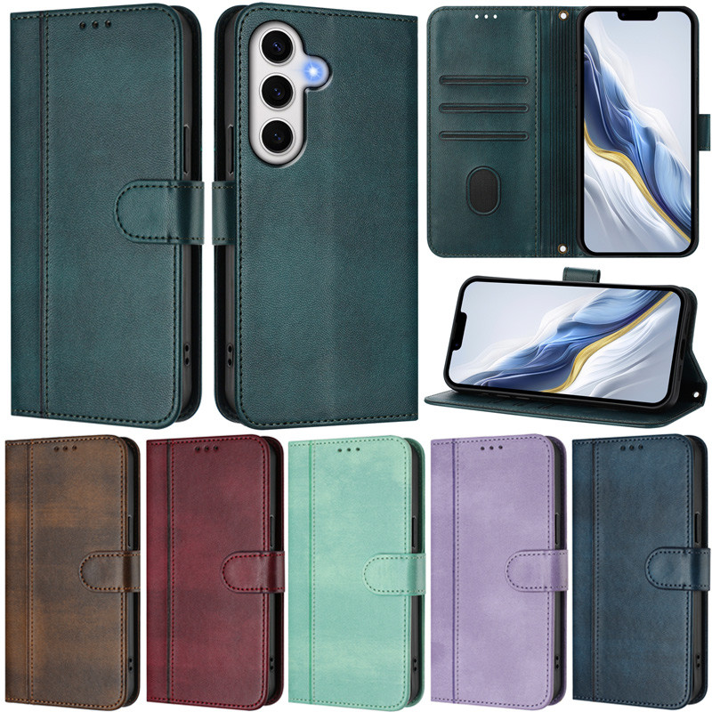 SAMSUNG หรูหราสําหรับSamsung Galaxy A56 5G A36 A26 A55 A35 A16 A06 A54 A34 A15 A14 A17 5G A06 5G Retroกระเป๋าสตางค์หนังพลิกผิวป้องกันขาตั้งฝาครอบกรณี