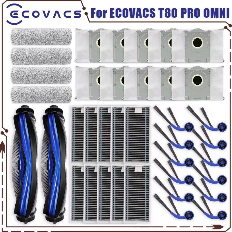 ECOVACS T80 PRO OMNI/T80 OMNI Cobos หุ่นยนต์กวาดแปรงหลักด้านข้างกรองตาข่าย Mop ผ้าถุงเก็บฝุ่น