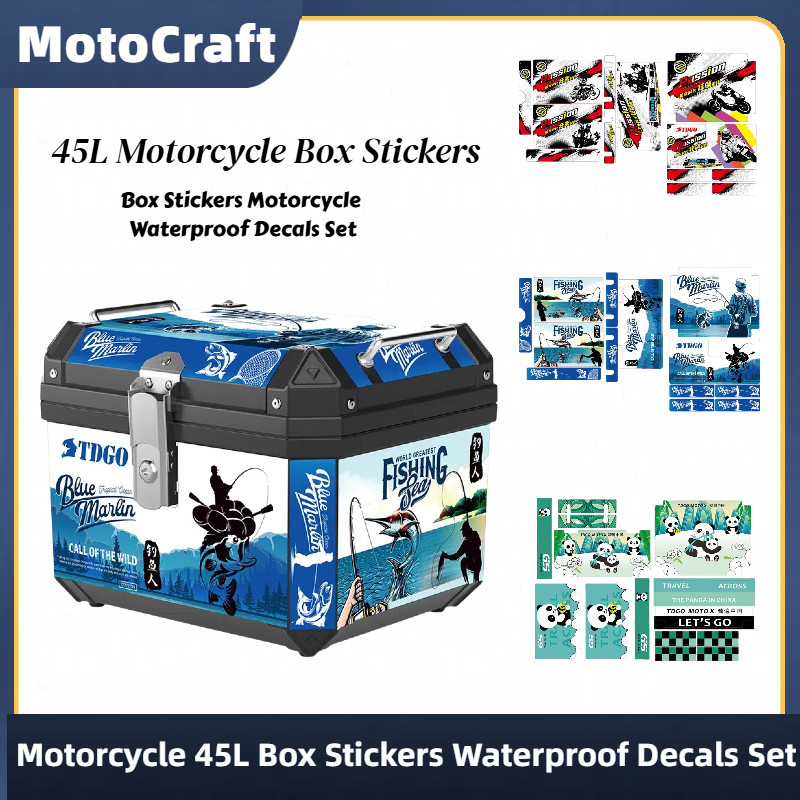 กล่องรถจักรยานยนต์ Striker 45L สติกเกอร์กล่องด้านบน Kotak Motosikal สติ๊กเกอร์กันน้ํารถบรรทุก Decals ชุด Trunk