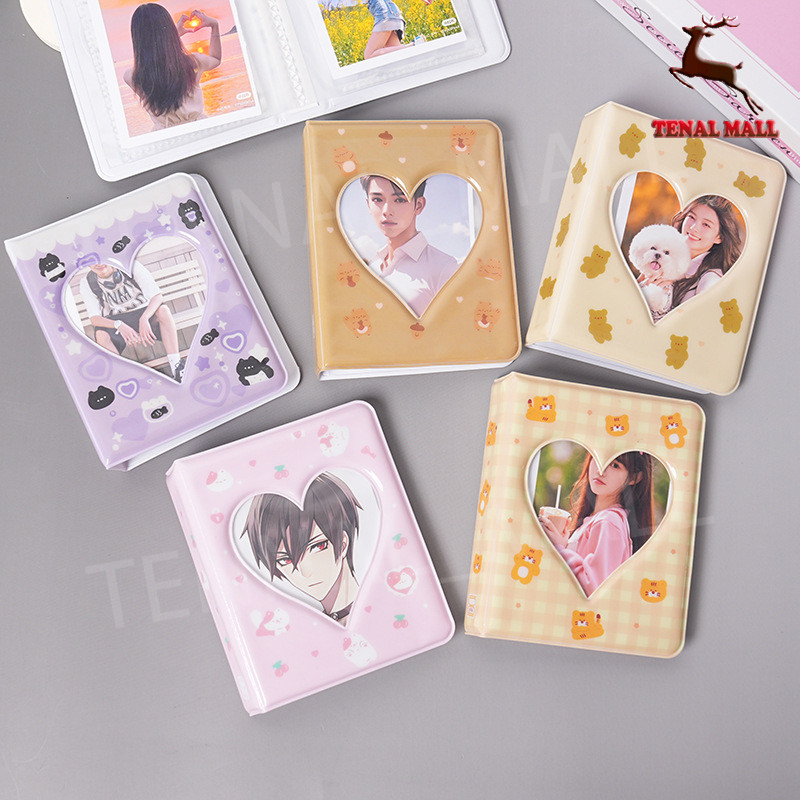 Kpop Card Binder อการ์ดหนังสือ Photocard ผู้ถือหมีน่ารักอัลบั้มรูป Love Heart Hollow รูปภาพกรณี