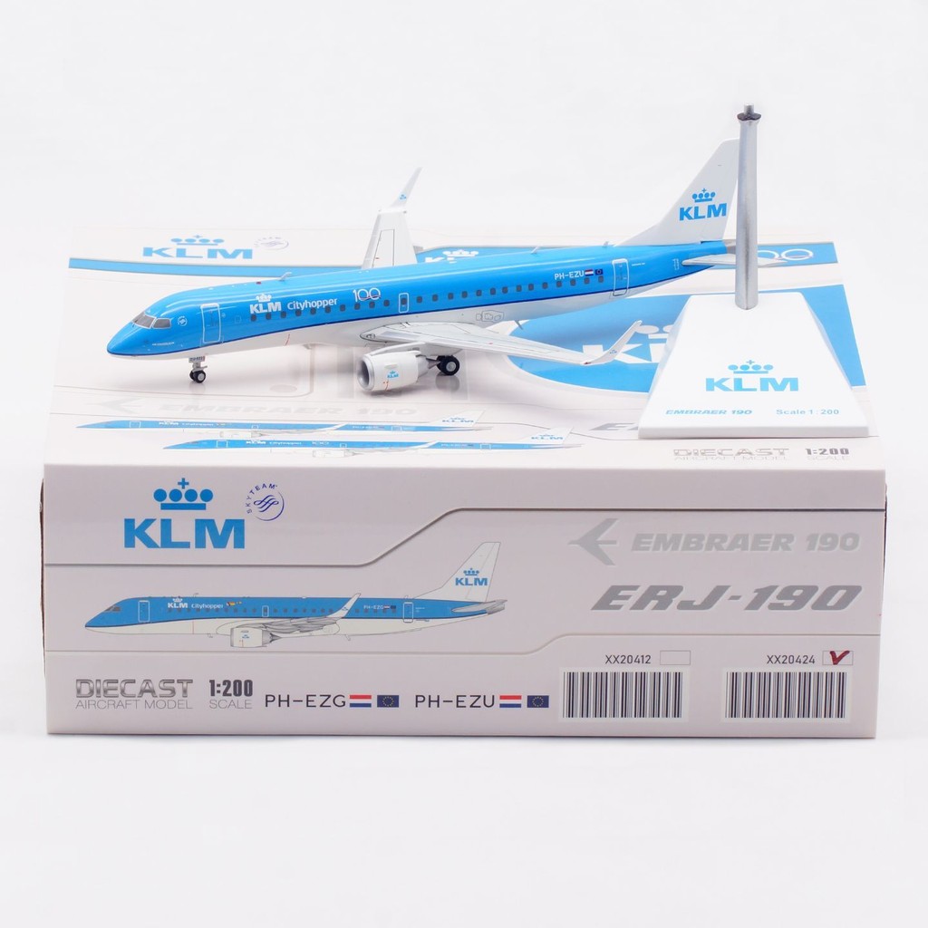 พร้อมส่ง เครื่องบิน Jcwings 1: 200 โมเดลเครื่องบินโลหะผสม Holland Airlines ERJ-190STD PH-EZU