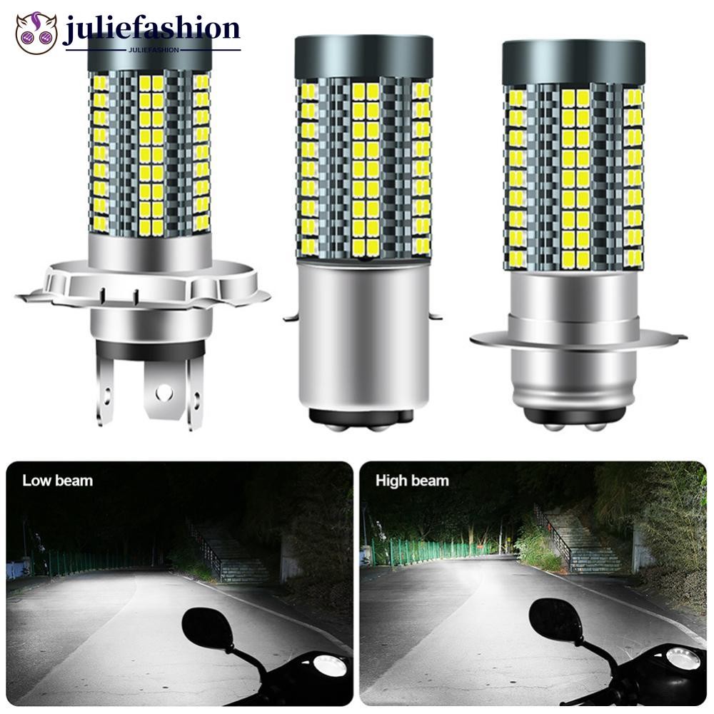 JULIEFASHION H4/H6/BA20D/P15D 12V-24V 6000K LED รถจักรยานยนต์หลอดไฟไฟหน้า 126smd ชิปโคมไฟไฟหน้ารถหลอ