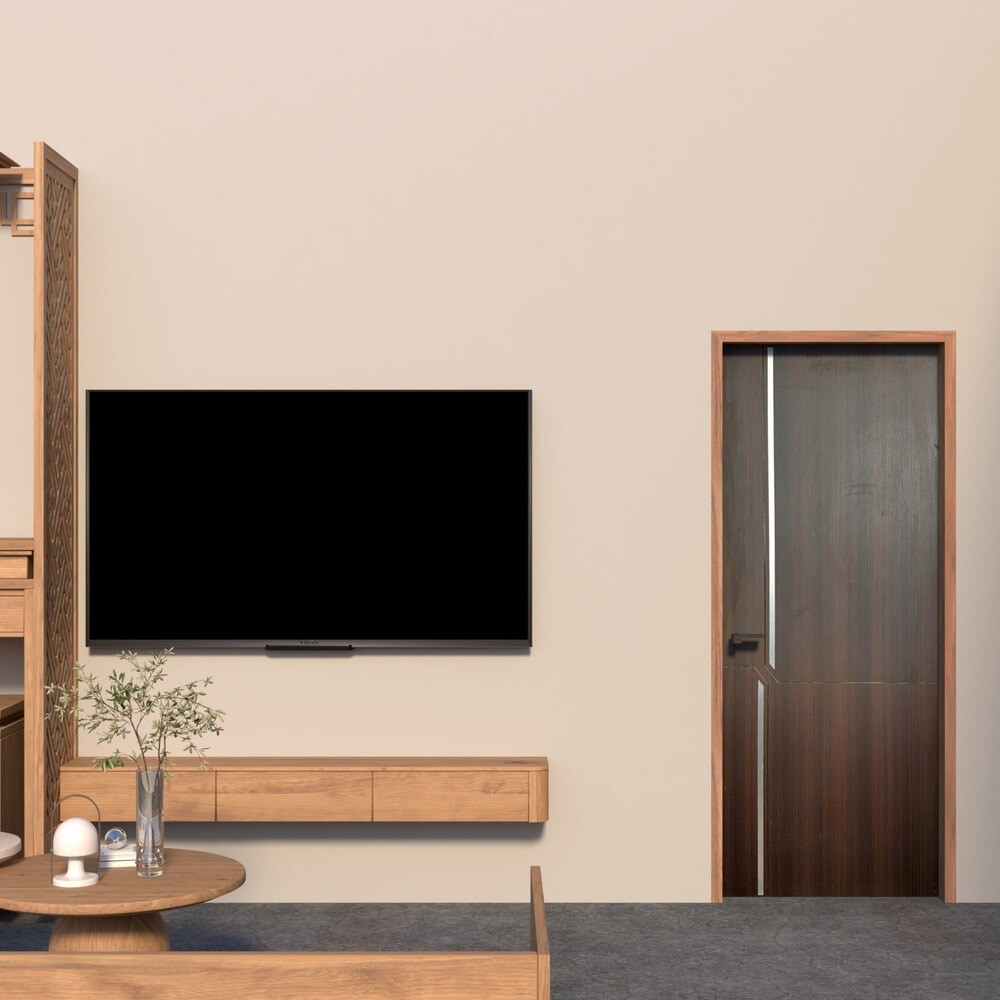 shophome468 HOLZTUR ประตูปิดผิวเมลามีนติดอลูมิเนียม CF2502-1 ขนาด80x200ซม. สี Dark Brown  รับประกันข