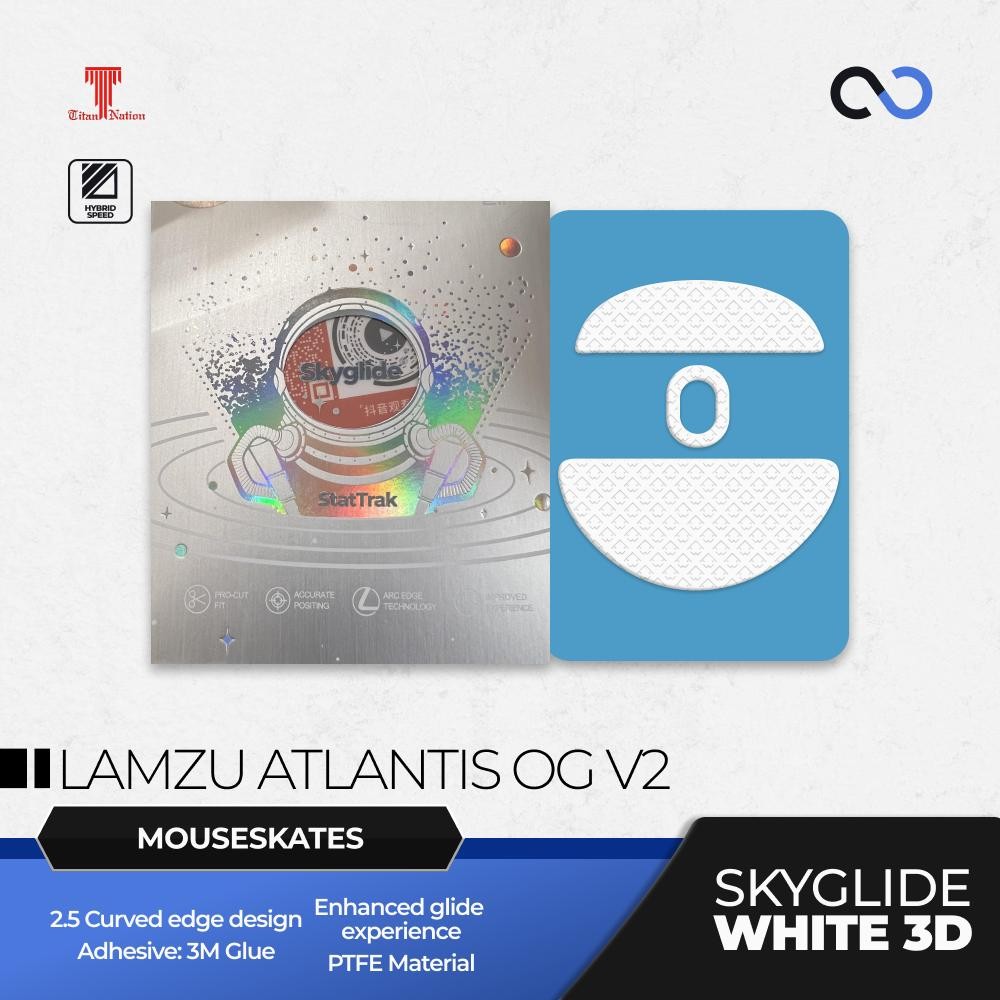 Skyglide StatTrak White 3D Lamzu Atlantis OG V2 Gaming Mouse Feet / Mouse Skate PTFE (Hybrid)