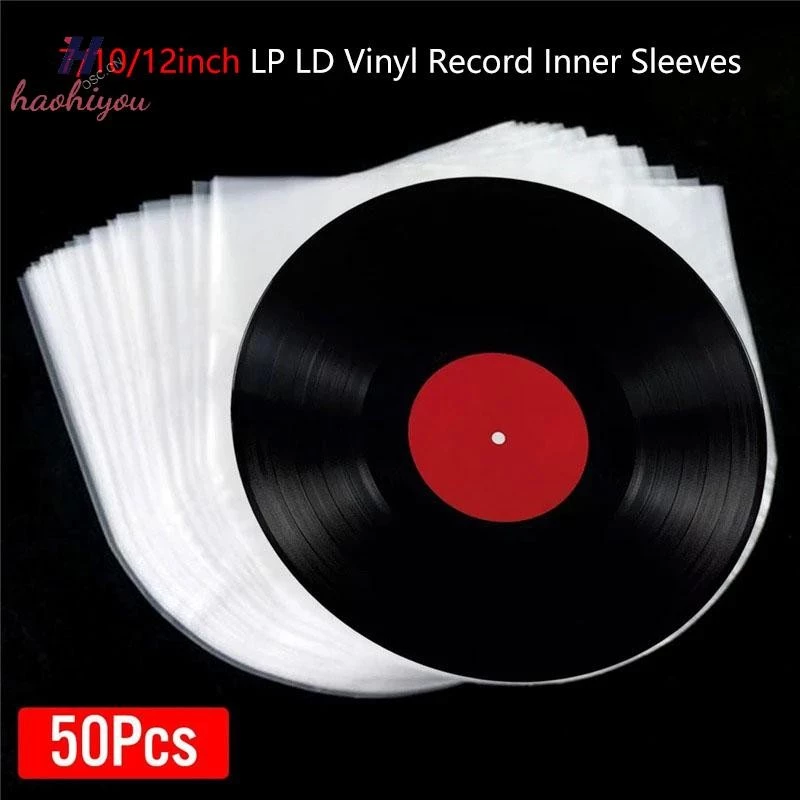 <haohiyou> 50 ชิ้น 7/10/12 นิ้ว Clear Record Protecter LP บันทึกถุงพลาสติก Anti-static บันทึกแขนด้านในถุงบรรจุภัณฑ์ฝาครอบใส