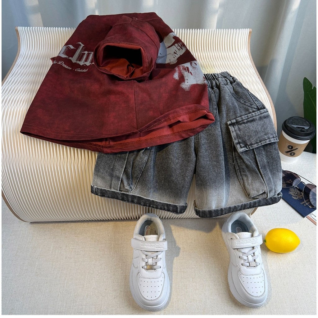 ชุดสูทเด็กชายฤดูร้อนอินเทรนด์-เด็กหล่อแฟชั่นกางเกงขาสั้นแขนสั้นชุดสองชิ้น - รูปที่ 6