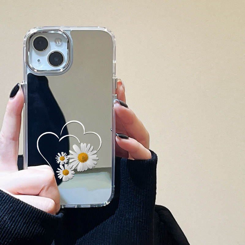 เคสโทรศัพท์กระจกเงา for iPhone17 13 11 16 15 Pro Max 14 12 Pro เคสไอโฟน13 Pro เปลือกป้องกันปุ่มชุบไฟฟ้าป้องกันการตก-JMCH