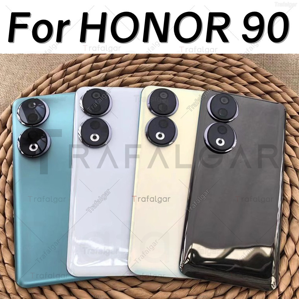 ฝาหลังแบตเตอรี่สําหรับ HONOR 90 5G REA-NX9 ด้านหลังแผงกระจกประตูเปลี่ยนสติกเกอร์กาว