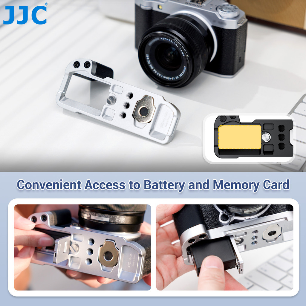 JJC XM5 ด้ามจับรูปตัว L กันลื่น Hand Grip สําหรับ Fuji Fujifilm X-M5 ด้ามจับกันลื่นแบบ Arca Type พร้อมซ็อกเก็ตเกลียวขาตั้งกล้องขนาด 1/4 "-20