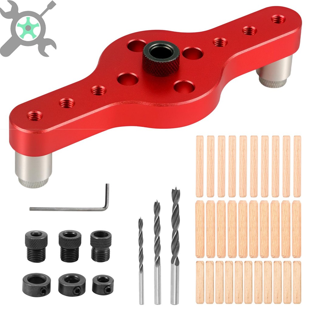 Dowel Jig Kit สําหรับงานไม้ Self Centering Dowel Jig Kit อลูมิเนียมที่แม่นยําแนวตั้งเจาะรู Jig SHOPT