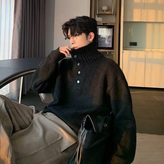 Asrv สไตล์เกาหลีหลวมสีทึบหนาเสื้อกันหนาวฤดูหนาวผู้ชายคอเต่าเ…