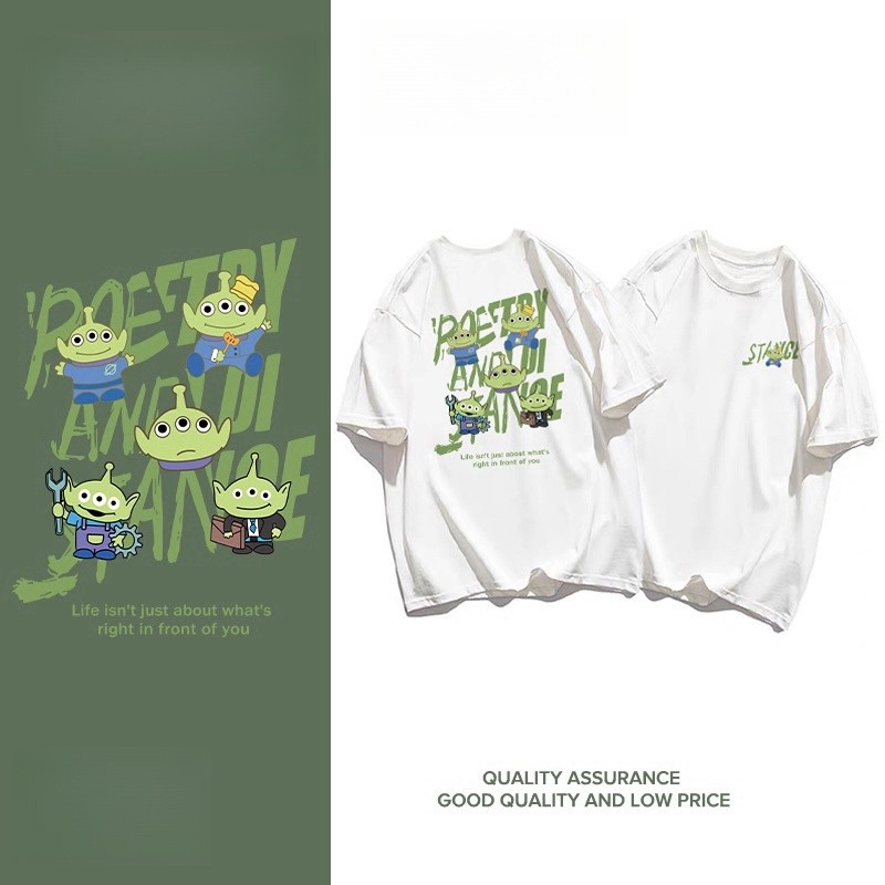 🚚【จัดส่งจากไทย】เสื้อยืดแขนสั้นพิมพ์ลายการ์ตูนน่ารัก คอกลม ผ้าหนา ไซส์ใหญ่