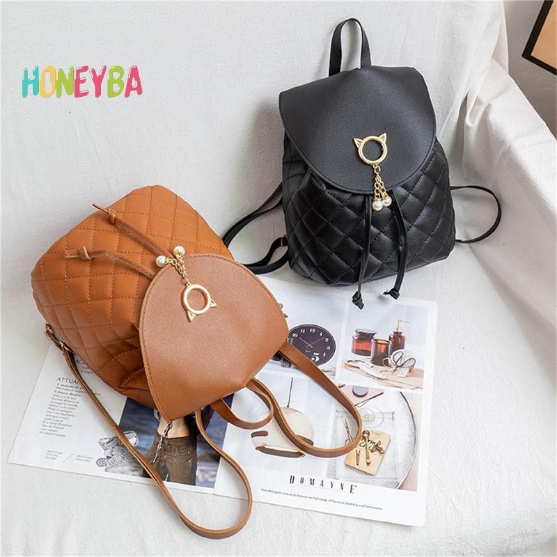 <Honeyba> Women PU Leather Shoulder Mini Small Backpack Multi-Function Student Backpack Nice