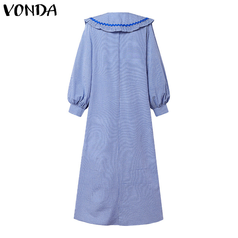 Vonda ชุดเดรสแขนยาวคอปกเด็กลําลองเกาหลีสําหรับผู้หญิง — صورة 8