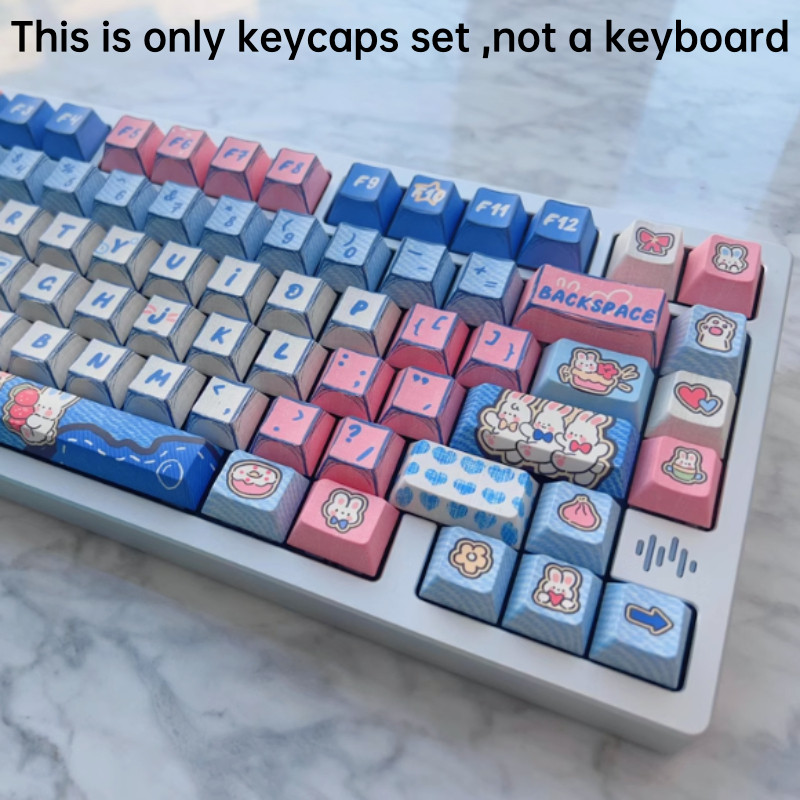 PBT Keycap MDA Cherry Cowboy Little Rabbit Blue Theme Full Five Sided Dye Sublimation Keycap ปรับให้