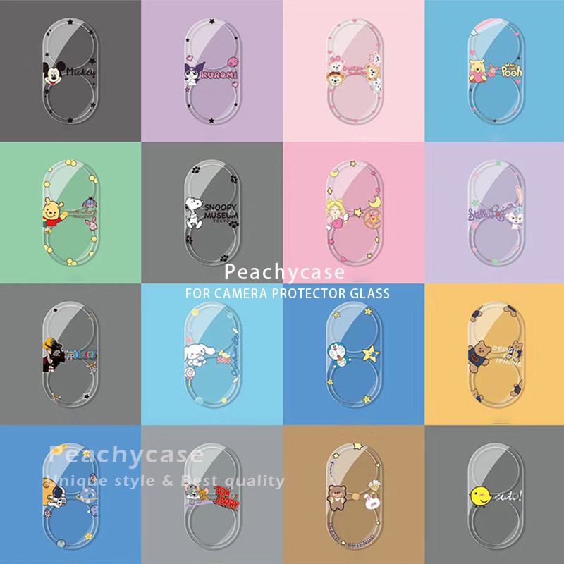 การ์ตูนน่ารัก Mickey Kuromi เซเลอร์มูน 9H Clear ป้องกันกล้องสําหรับ iPhone 16 Plus 16pro 16promax Ul