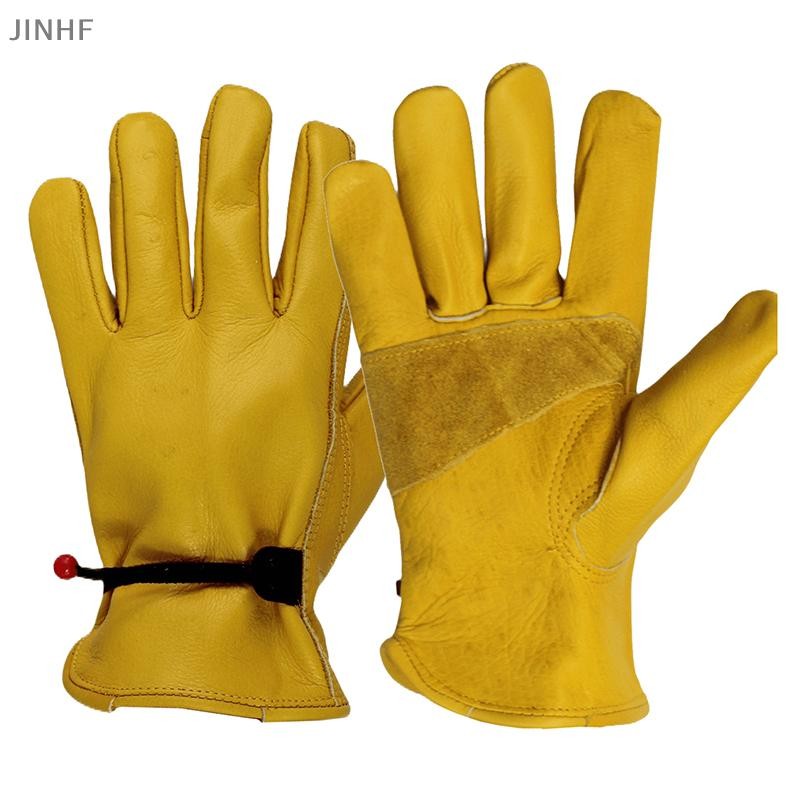 [BestBuyshop] 1 คู่หนังวัวสีเหลือง Heavy Duty Safety ไดร์เวอร์ป้องกันทํางานเชื่อมถุงมือช่างยืดถุงมือทํางานหนังสําหรับผู้ชายสต็อกใหม่