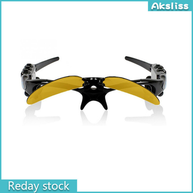 Aks แว่นตาที่รองรับบลูทูธหูฟังไร้สายสเตอริโอพร้อมไมโครโฟนแว่นกันแดดโพลาไรซ์หูฟังตัดเสียงรบกวน