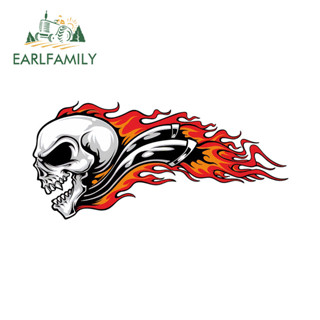 EARLFAMILY เปลวไฟ Skull สติกเกอร์รถ Cool Trailing รูปแบบ Dec…
