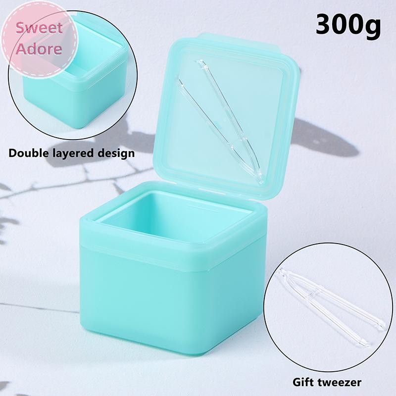 Sweetadore 300g Double Layer Square Makeup Remover กล่องผ้าฝ้าย Flip Cover Self Matching แหนบสําลีกล่องเก็บ TH