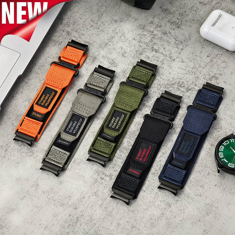 สายรัดไนลอนสําหรับ Samsung Galaxy Watch 6 5 4 40/44 5 Pro 45 4 Classic 43/47 42/46 มม.