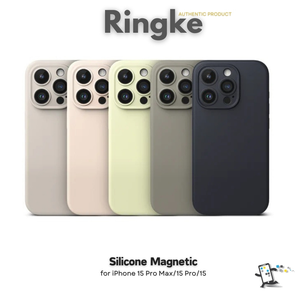 Ringke Silicone Magnetic เคสสำหรับ iPhone 15 Pro Max, iPhone 15 Pro และ iPhone 15 แถมฟรีกระจกนิรภัย