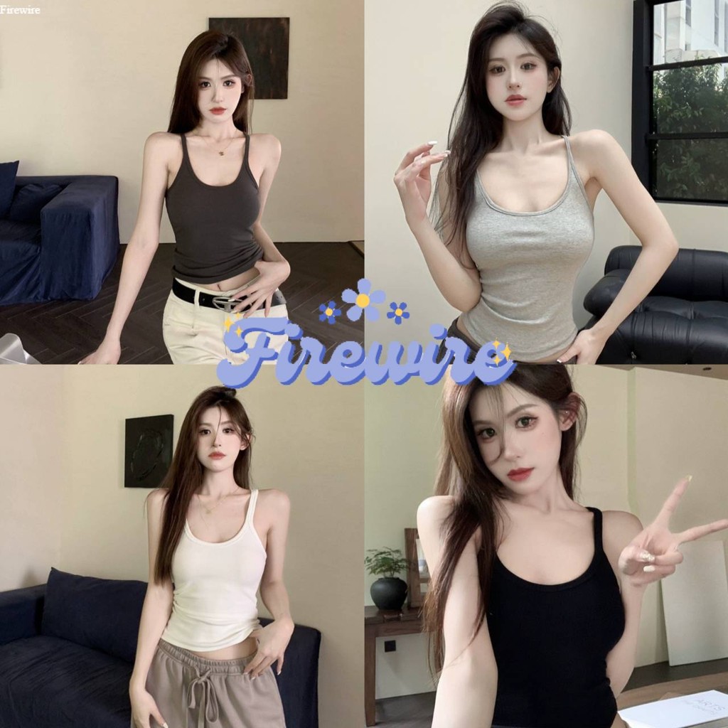 Firewire🔥พร้อมส่ง🔥 เสื้อครอปสายเดี่ยวคอกลม ✦ สุดชิคสำหรับหน้าร้อนที่ทั้งหวานและเซ็กซี่! "FY130" -H