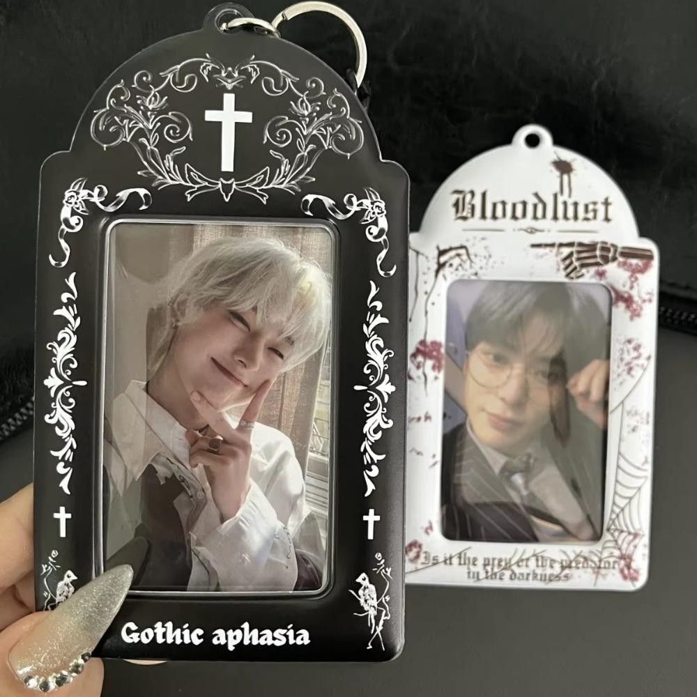 Uumir Kpop Photocard Holder,กระเป๋าจี้ ID Photo Display Card Holder, PVC Gothic Dark Series 3 นิ้วนักเรียนบัตรอาหารป้องกันเครื่องเขียนโรงเรียน