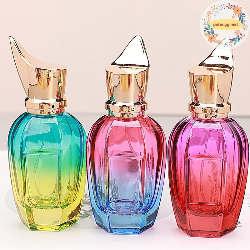 Pufanggreat ขวดน้ําหอม 30ML 50ml แก้วที่มีสีสันขนาดใหญ่ความจุน้ําหอม Atomizer ความจุสูงคอนเทนเนอร์ที่ว่างเปล่าแบบพกพารีฟิล TH