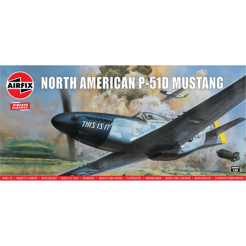 Airfix 1/24 Vintage Classic Series North American P-51D Mustang Plastic Model X-14001V