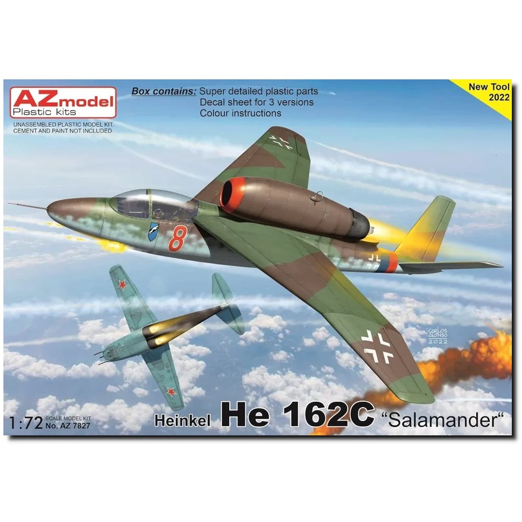 AZ Model 1/72 German Air Force Heinkel He162C Salamander Plastic Model AZM7827