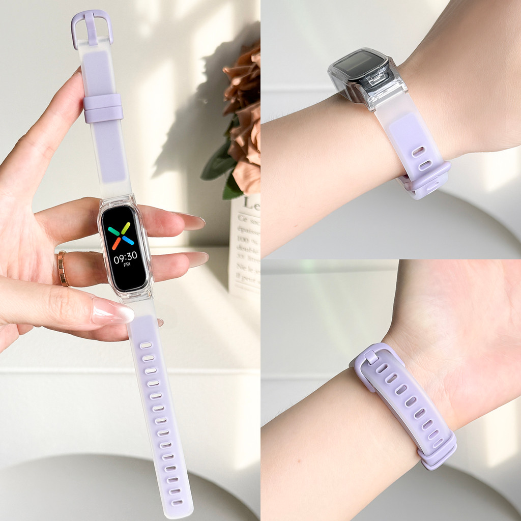 สายรัดข้อมือสำหรับ OPPO Band สายนาฬิกาสำหรับ Oppo Smart Band แฟชั่นซิลิโคนอ่อนนุ่มแบบโปร่งใสสองโทนสี สายรัดข้อมือ