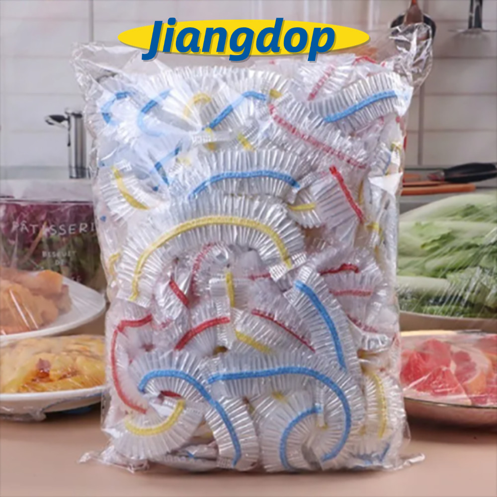 JIANG ถุงพลาสติก 100 ชิ้น, สด-เก็บ ปากยืดหยุ่นฝาครอบอาหารแบบใช้แล้วทิ้ง, พลาสติกเกรดอาหารที่มีสีสันทิ้ง Cling ฟิล์มฝาครอบ