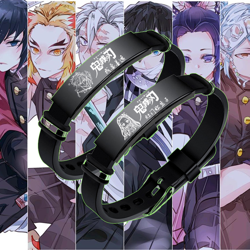 Anime Demon Slayer สร้อยข้อมือ Kimetsu ไม่มี Yaiba Tanjirou กําไลข้อมือฮาโลวีนแฟชั่น Man Woman คอสเพลย์อุปกรณ์เสริมของขวัญ
