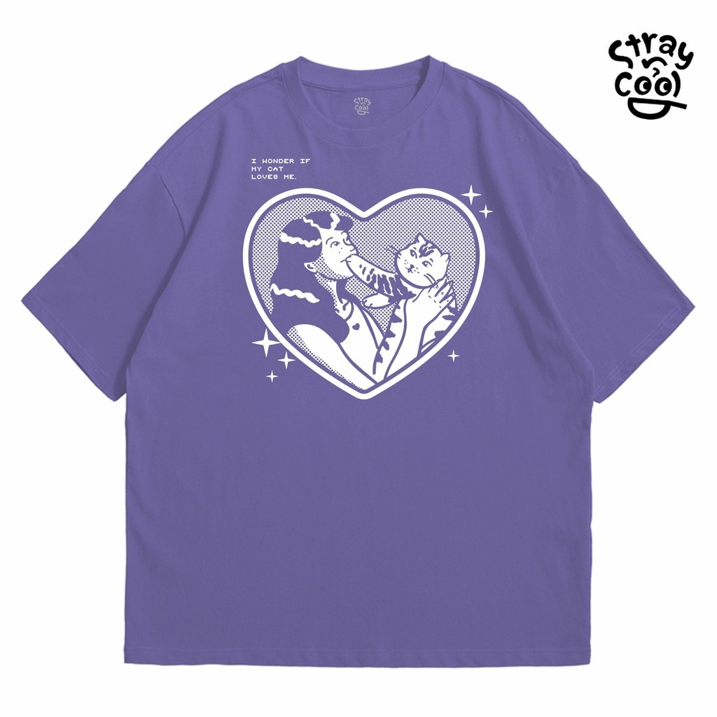 เสื้อยืด.Meow.Series.Love | I.Want.to.Know.ถ้า.My.Cat.Loves.Me Theme | Oversize.Craft สไตล์น่ารัก สำหรับการเดินทางและการ.party