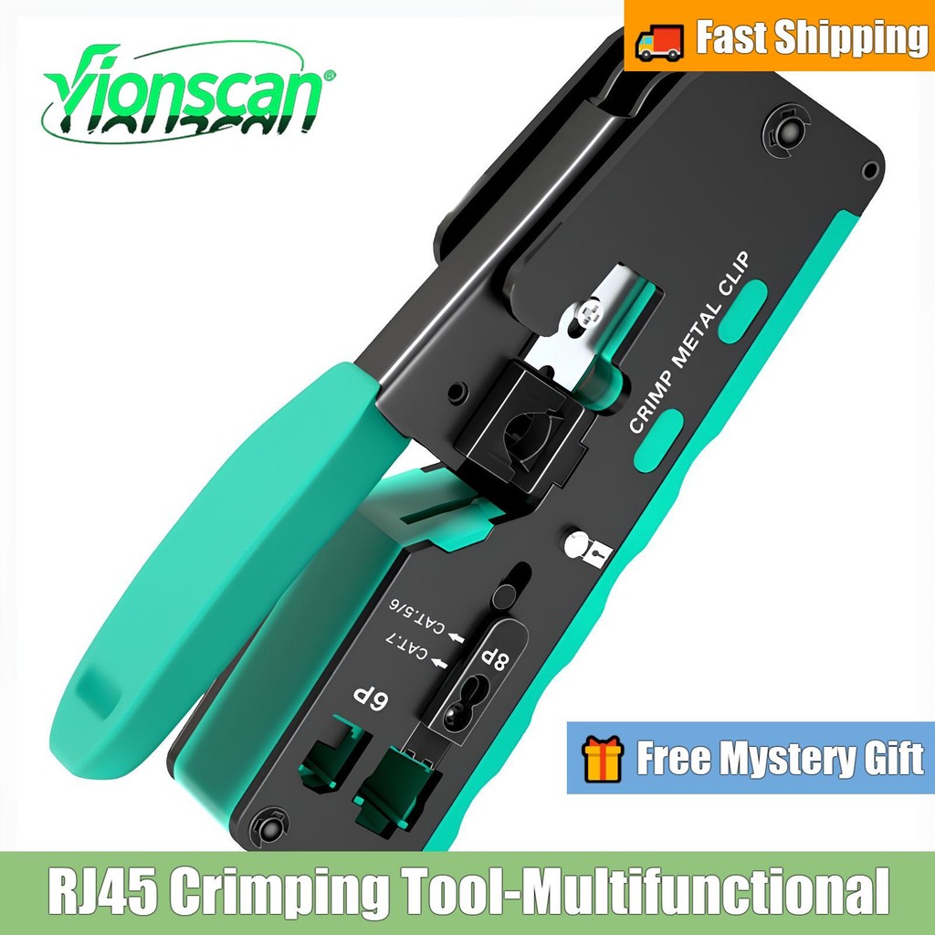 Vionscan RJ45 Crimping Tool Pass ผ่าน Connector Crimper/สายไฟ/เครื่องตัดสายไฟสําหรับ CAT5 CAT5e CAT6