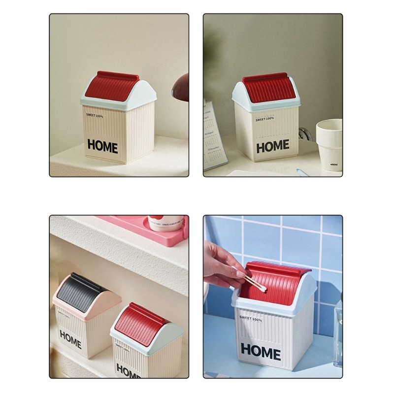 GROUP ถังขยะขนาดเล็กพร้อมฝาปิดสําหรับโต๊ะห้องน้ําสํานักงานถังขยะพลาสติก PP ขนาดเล็ก