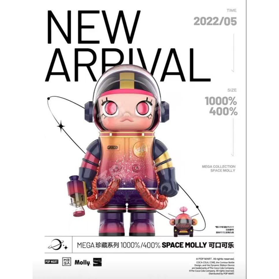 [POPMART] MEGA SPACE MOLLY 400% COCA-COLA COCA-COLA 400% Big Baby Big Body อินเทรนด์เล่น Healing Han