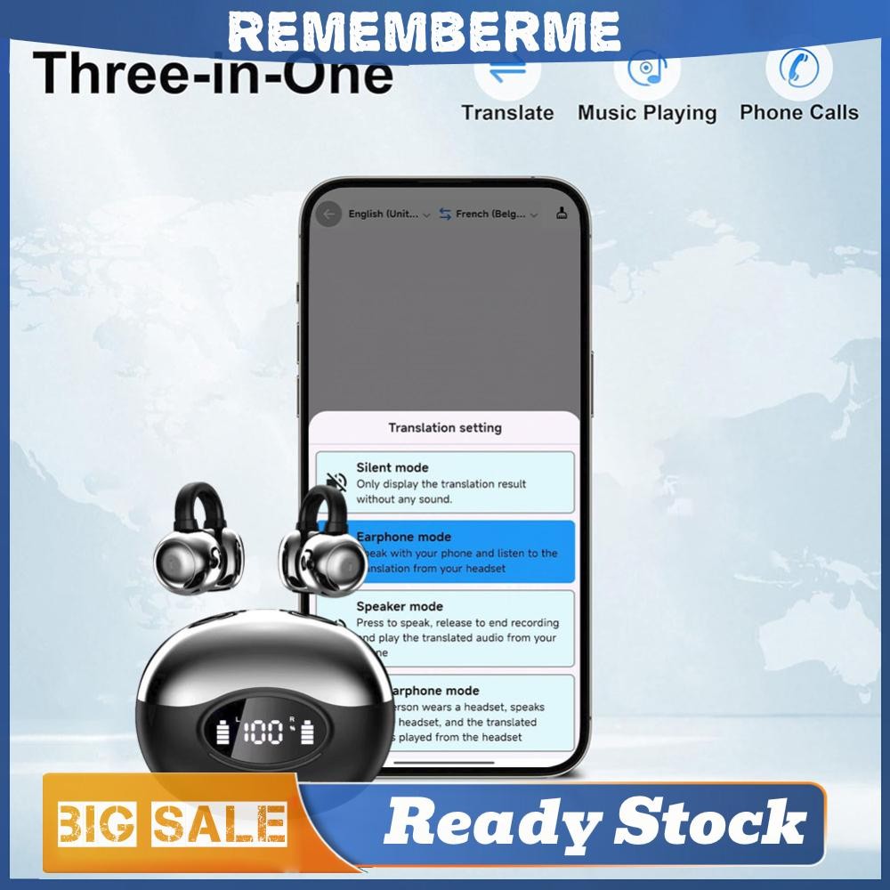 หูฟังแปล แบบเรียลไทม์ 144 ภาษา Wireless BT AI Translator Earbuds