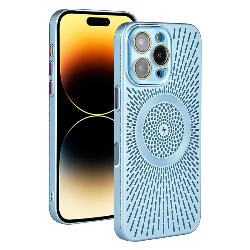 สําหรับ iPhone 16 Pro Max เคสแม่เหล็กกลวงรวมทุกอย่าง [ การกระจายความร้อนอาวุโสระบายอากาศได้ ] [ ป้องกันการกระแทกหรูหรา ] สําหรับ iPhone 15/14/13 Pro Max Case-สีเทา