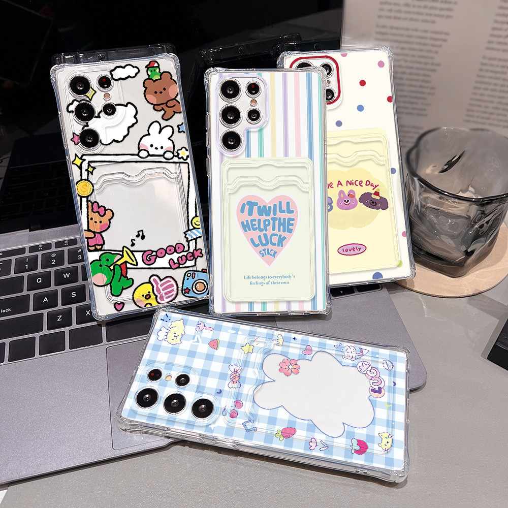 TPU ที่ใส่บัตรเคส For Samsung A57 A37 A56 A17 A07 A55 5G A16 A36 A26 A06 A05S A35 A22 A05 A25 S24 S26 Ultra FE A54 A52