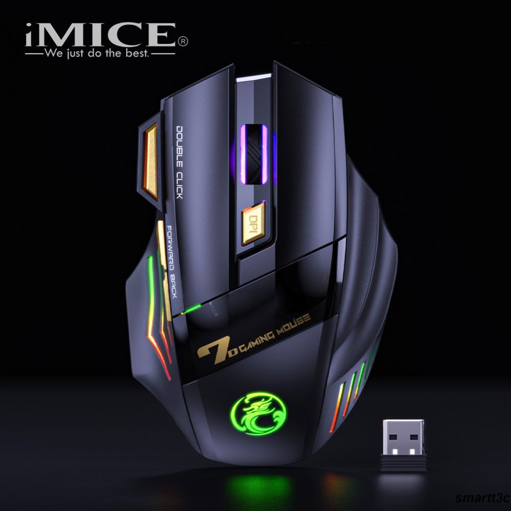 เมาส์เล่นเกมพร้อมกลไกสำหรับแท็บเล็ตพีซีคอมพิวเตอร์เกม เมาส์แล็ปท็อปแบบชาร์จไฟได้ความไวสูง เมาส์สำหรับเล่นเกม แท็บเล็ตพีซี เมาส์เล่นเกม 2.4G สีสันสดใส ปิดเสียง