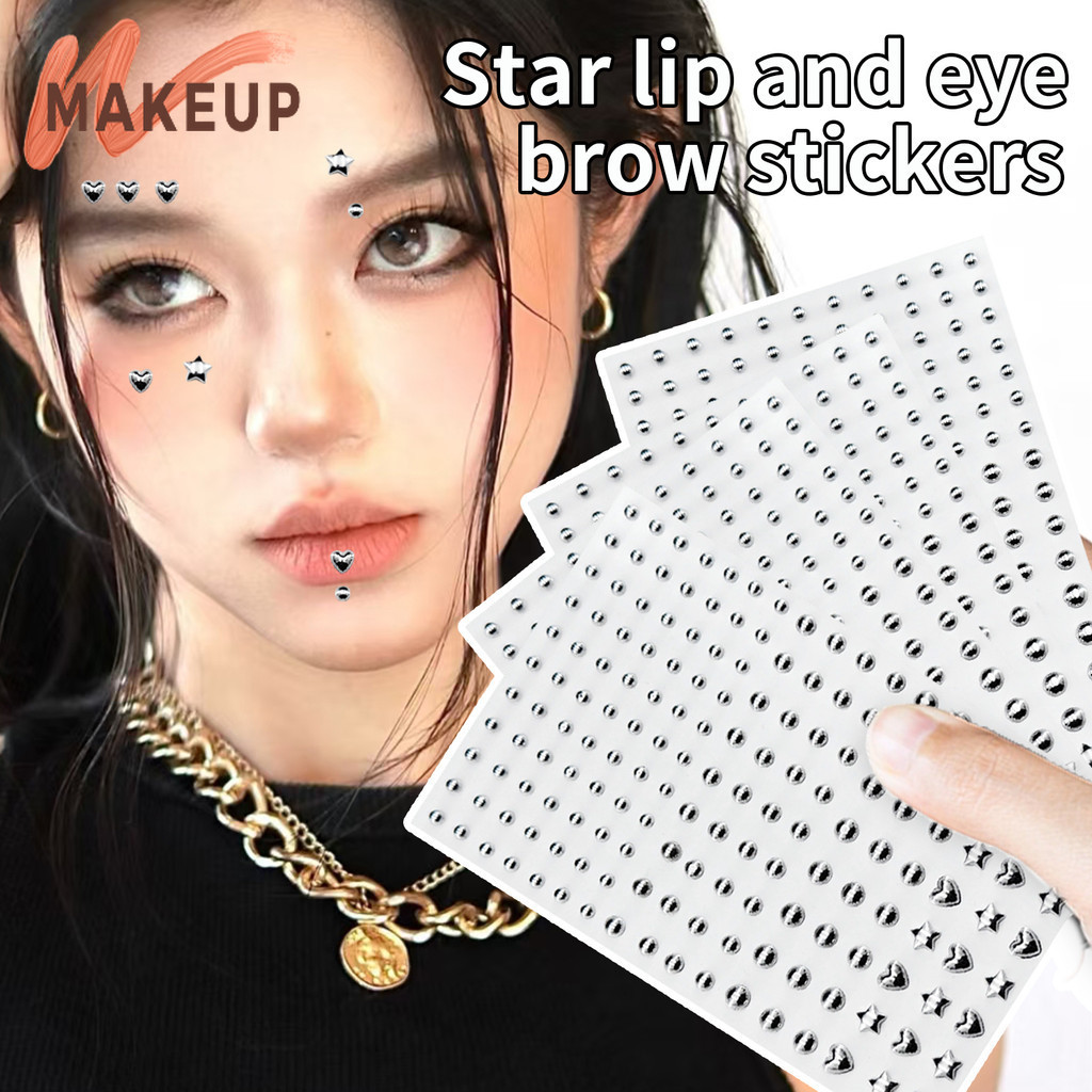 สีคิ้ว กาวเงิน | สติกเกอร์หน้าไม่เจาะหู ดาว/หัวใจ 1-5 PCS กันน้ำ เครื่องประดับสำหรับทั้งชายและหญิง