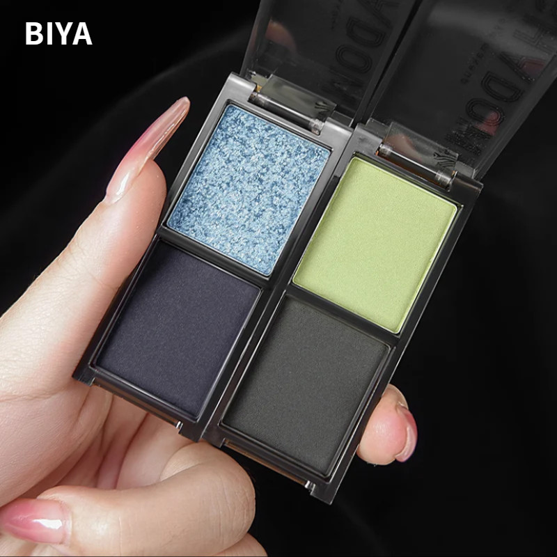 BIYA พาเลทอายแชโดว์สีแดง สีดำ สโมคกี้อาย พาเลทอายแชโดว์สองสี เนื้อแมตต์สีมุก