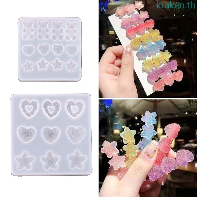 Kra สําหรับ Creative Hairpin เรซิ่นแม่พิมพ์การ์ตูนหมี Star รูปหัวใจอีพ็อกซี่แม่พิมพ์ DIY Craft Mould กิ๊บติดผมแม่พิมพ์ซิลิโคน f