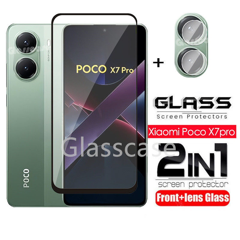 2 in 1 ป้องกันหน้าจอฟิล์มกระจกนิรภัยสําหรับ Xiaomi Poco X7 F7 M7 pro X7pro F7pro F7ultra M7pro PocoX